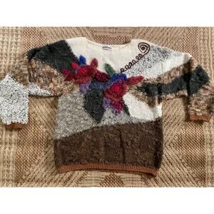 Vtg. 80s Mariea Kim Mixed Wool Blend Knit Sweater